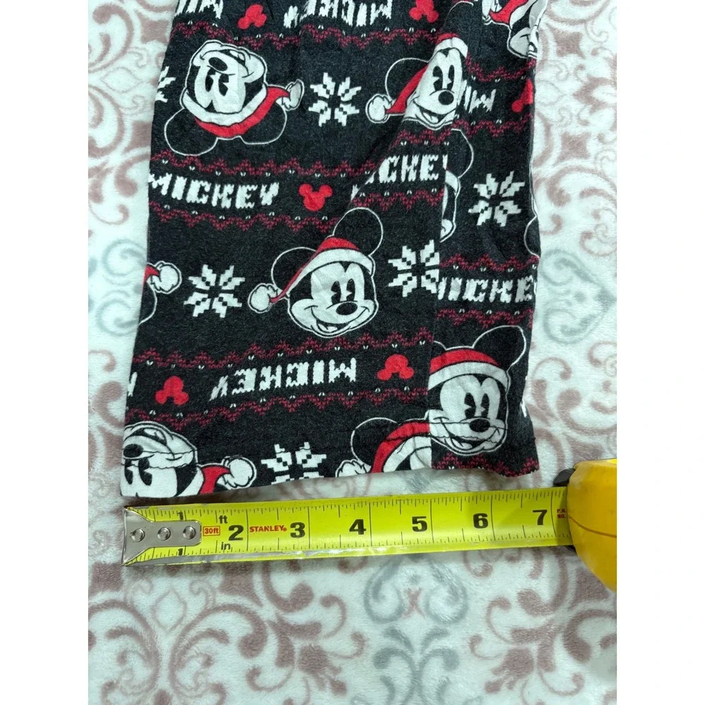 Disney Mickey Mouse Christmas Pajama Pants Large Black Holiday Fair Isle Cotton - Picture 6 of 9